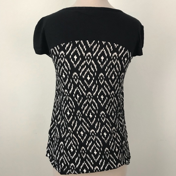 Anthro Meadow Rue Geo Black White Top Sz XS - Picture 5 of 8